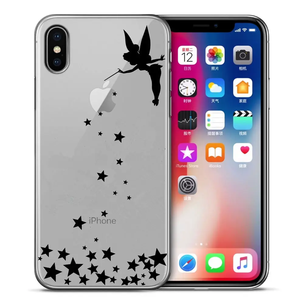 Силиконовый чехол для iPhone 11 Pro, XR, XS Max, чехол с бабочкой и Динь-Динь для iPhone X, 8, 7, 6, 6S Plus, 5, 5S, SE, чехол из ТПУ