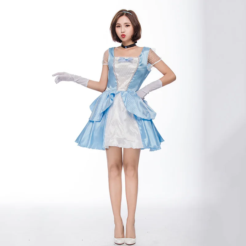 Сказочные ролевые игры синий взрослый костюм принцессы Золушки взрослый костюм принцессы для женщин Аниме костюм на Хэллоуин