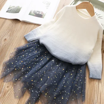 

Girls Boutique Outfits 2019 Autumn Knitting Sweater Skirts And Skirts 2 Pcs Sets Fashion High-grade Girls Clothing Set Wholesale