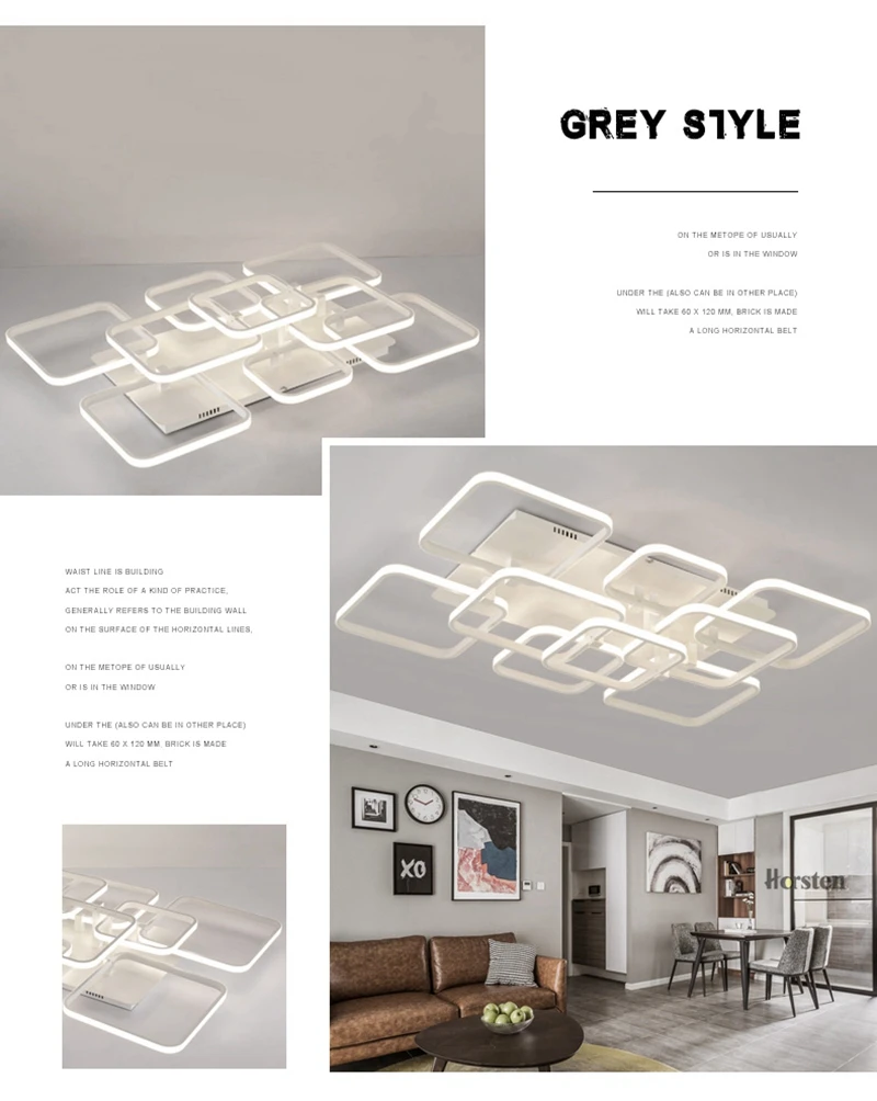 Modern Creative DIY LED Chandelier Lights Aluminum Rectangle Dimmable Ceiling Chandelier Lamp For Living Room Bedroom Home Lighting (17)