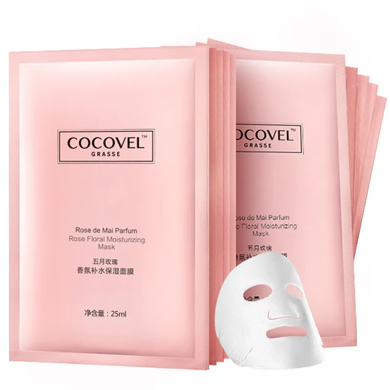 

COCOVEL 10 PCS Rose Essential Oil Moisturizing whitening Mask Sheet Facial Mask