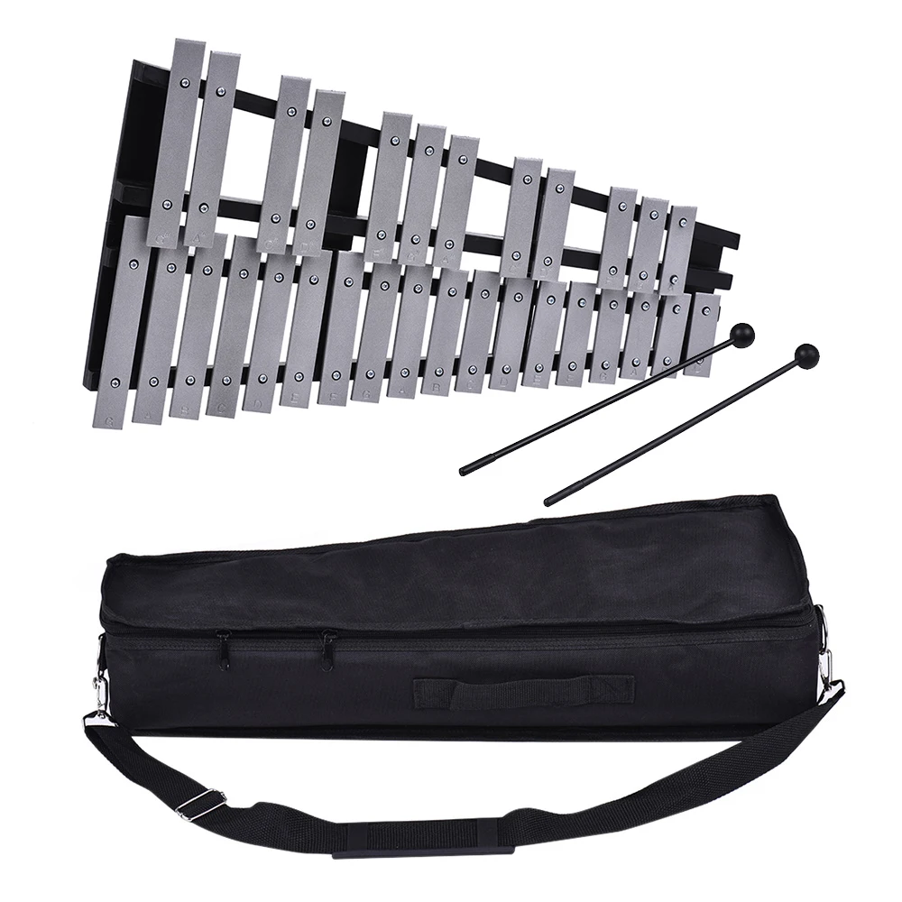 Foldable Xylophone 30 Note Glockenspiel Wooden Frame Aluminum Bars Educational Musical Instrument Gift with Carrying Bag