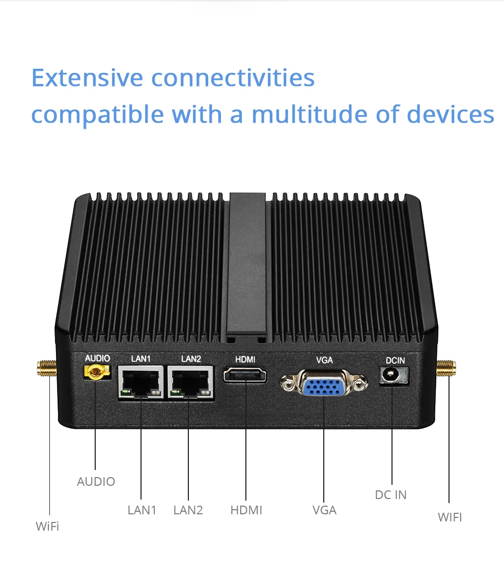 XCY безвентиляторный мини-пк Windows двойной LAN гигабит Ethernet J1900 J1800 Dual COM RS232 USB3.0 Вай-Фай HDMI VGA Мини компьютер