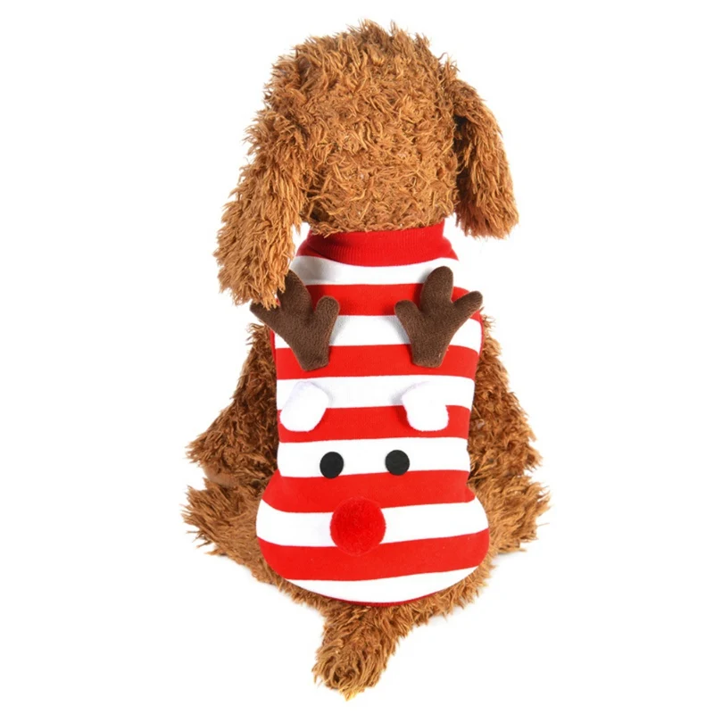 Рождественская Одежда для собак толстовки плюшевые рога Рождественский жилет свитер Одежда для маленьких собак эльф полосатый Pet Пальто