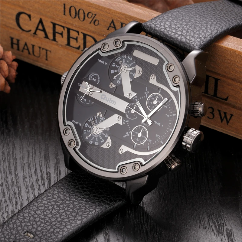 Oversized Men's Big Watch Luxury Brand Famous Unique Designer Quartz Watch Male Large Watches Men Oulm relogio masculino designer belts high quality genuine leather fashion belt men luxury brand cowskin casual waist strap male ceinture homme