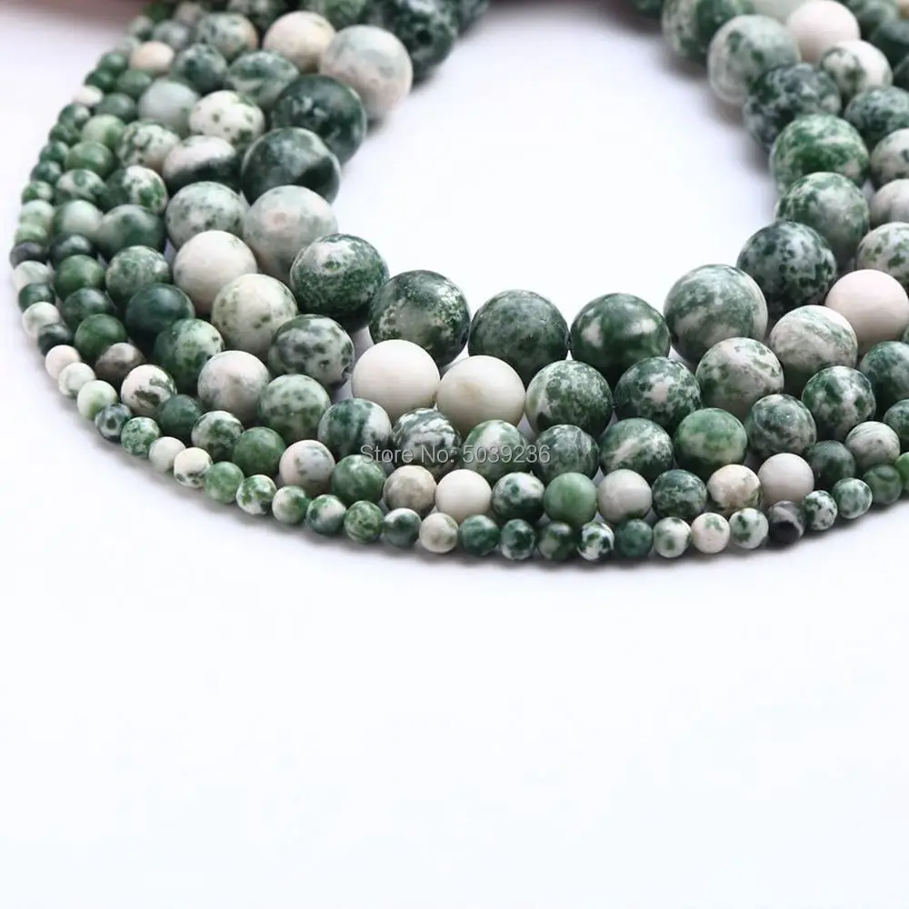 

Bulk Wholesale Natural Stone Green Spot Round Loose Beads for Jewelry Making Necklace Bracelet DIY 4-12mm