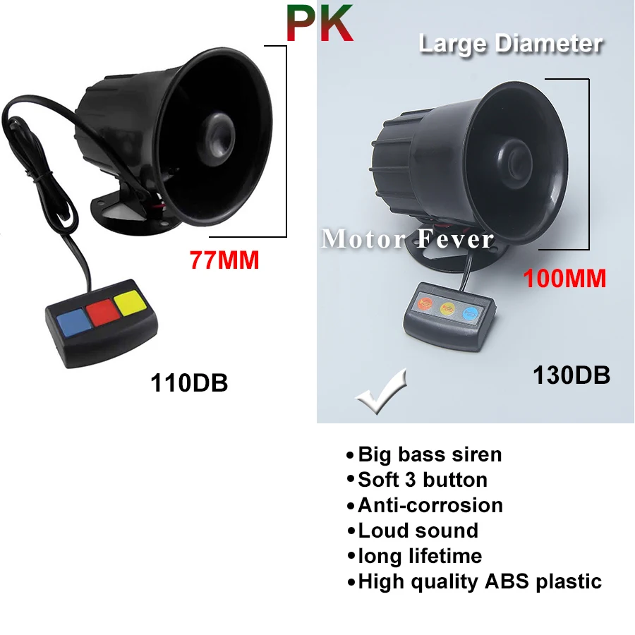 Универсальный 12 В мотоцикл Электроника Рог Звук полиция мото сирена сигнализация колонки 3 звука 30 Вт 130 дБ лоунд Рог скорой помощи автомобильный Рог