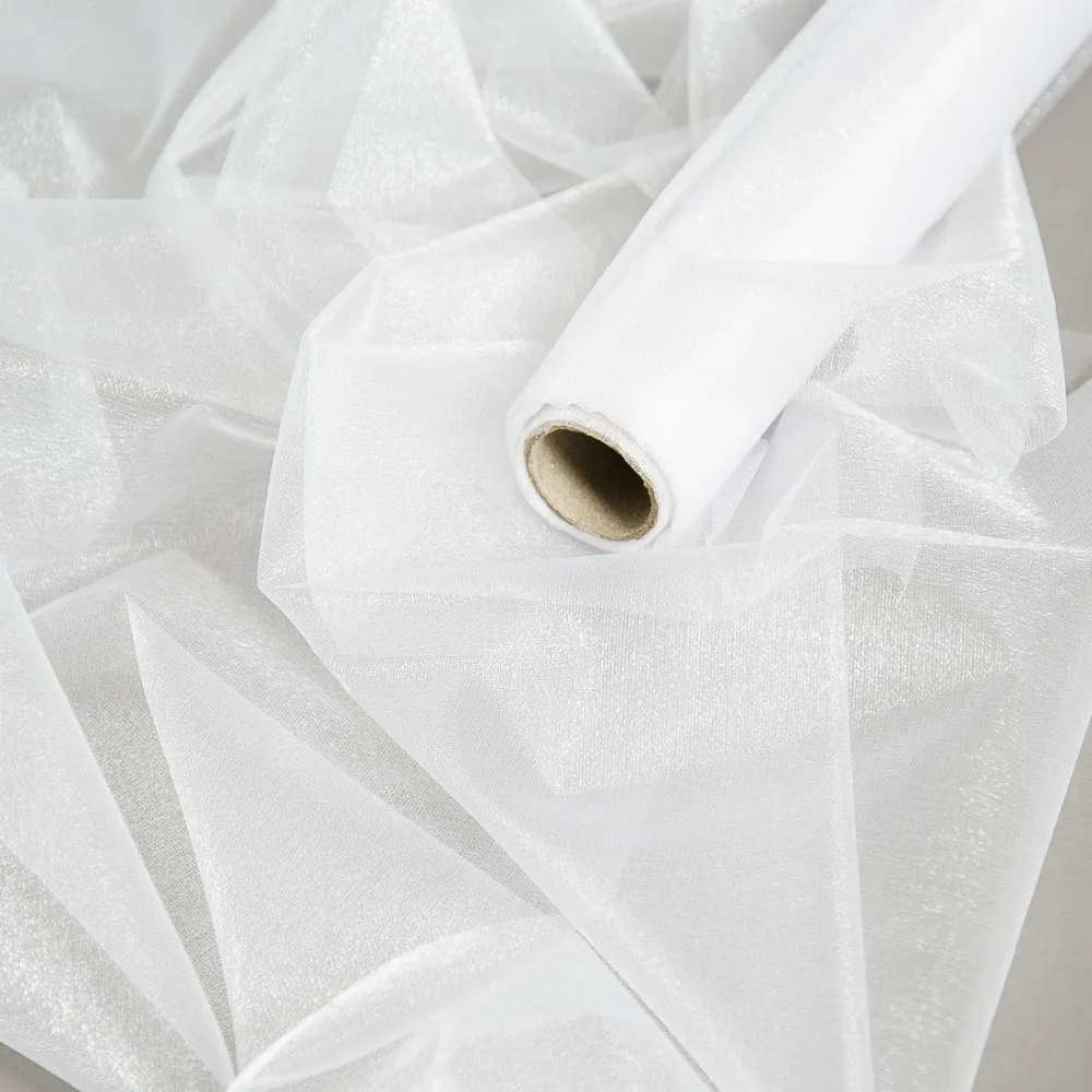 45cm*5m Sheer Crystal Organza Tulle Roll Fabric Tutu Birthday Gift Wrap Wedding Arches Decoration Event Party Favors Supplies