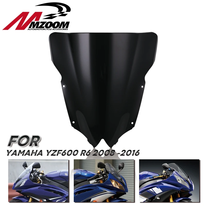 

Black Windshield WindScreen Double Bubble For Yamaha YZF600 R6 2008 2009 2010 2012 2013 2014 2015 2016 2017