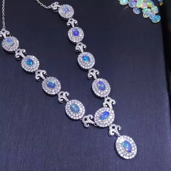 

Natural opal Necklace natural gemstone Pendant Necklace S925 silver Fashion luxurious mushroom girls women party Jewelry