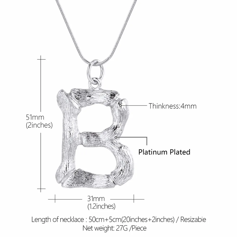 Большие Начальные Буквы B ожерелье Золото 26 ювелирные украшения с надписями персональный подарок для женщин/мужчин состояние мужчин t Бамбук письмо Шарм P9075