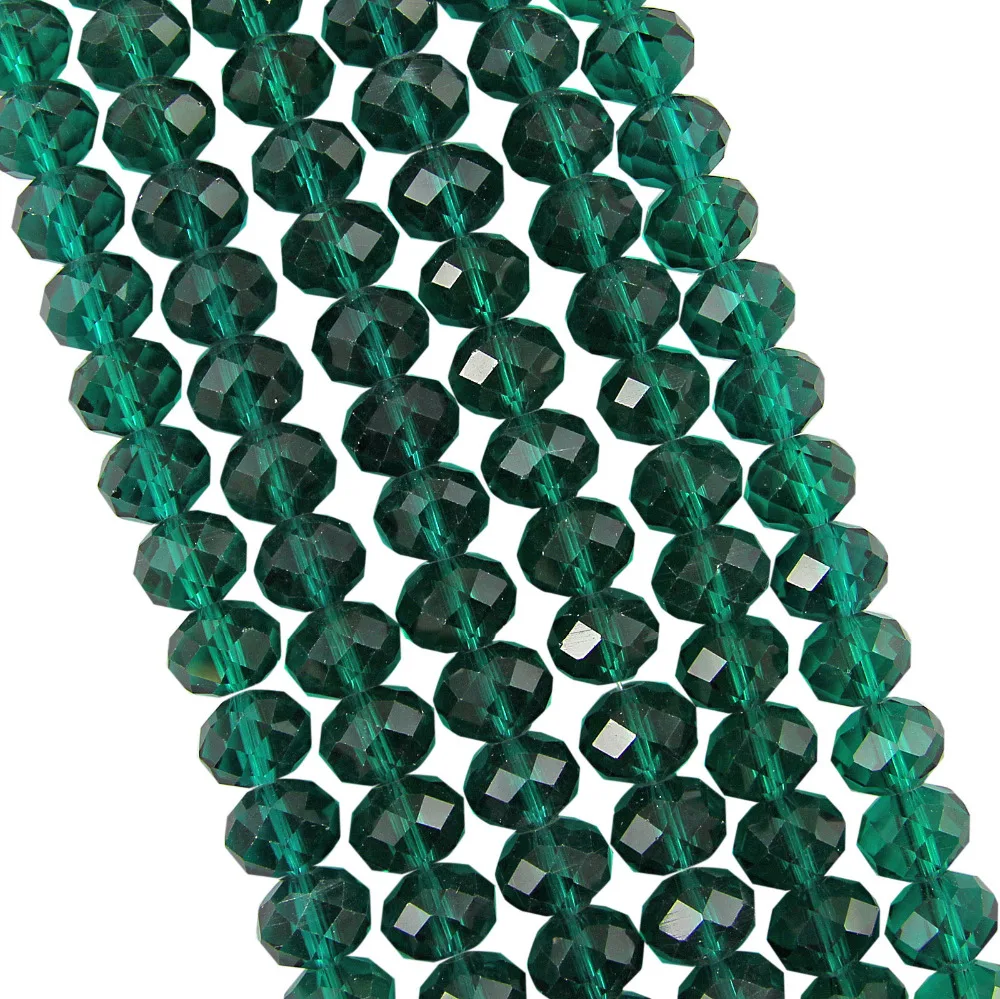 70pcs 8MM Malachite Green Faceted Crystal Glass Beads Transparent