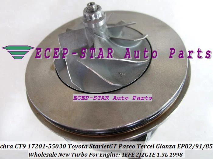 CT9 Turbo 17201-64190 17201-55030 CHRA Cartridge For TOYOTA Starlet GT Paseo Tercel Glanza EP82 EP91 EP85 1998- 4EFE 2JZGTE 1.3L (4)