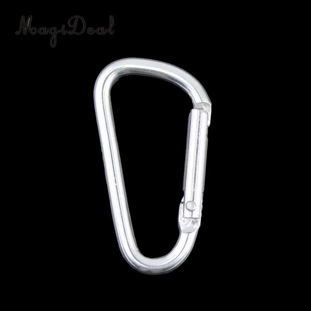 MagiDeal 20pcs Climbing Camping D Shape Hiking Carabiner Buckle Snap Spring Clip Hook Keychain Silver for Rock Climbing Access