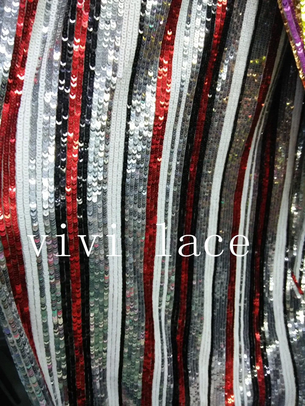 

5yards LX018# full sequin stripe red silver paillette embroidery lace fabric for wedding/evening dress/party,by dhl