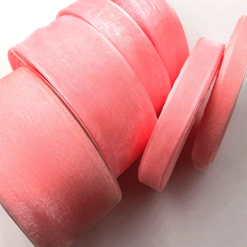 

Peach Organza Ribbon Apparel Sewing Tape Accessory Chiffon Fabric Ribbons Gift Wrapping Wedding Scrapbooking Roll 07