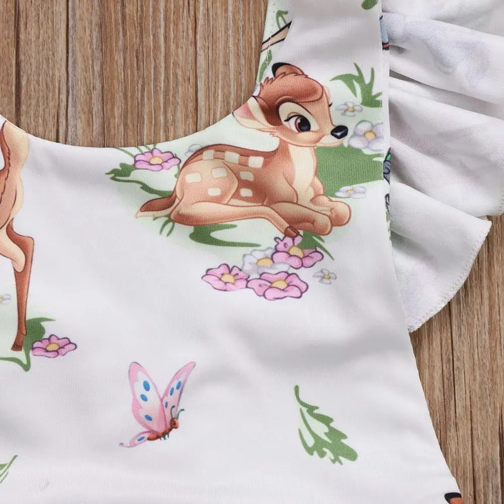 Одежда для малышей для новорожденных Обувь для девочек оборками комбинезон с оленем сзади крест комбинезоны пляжный костюм наряды
