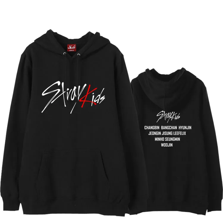 Comprar 2018 nueva llegada straykids todos los nombres de los miembros Sudadera con capucha estampada para el ventilador apoyo unisex paño Kpop sudadera fina