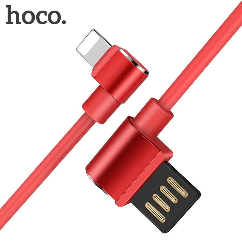 HOCO для iPhone кабель L Форма Быстрая зарядка USB кабель для iPhone 8 7 6 6s угол освещения Зарядное устройство кабель для iPhone X 10 5 5S iPad