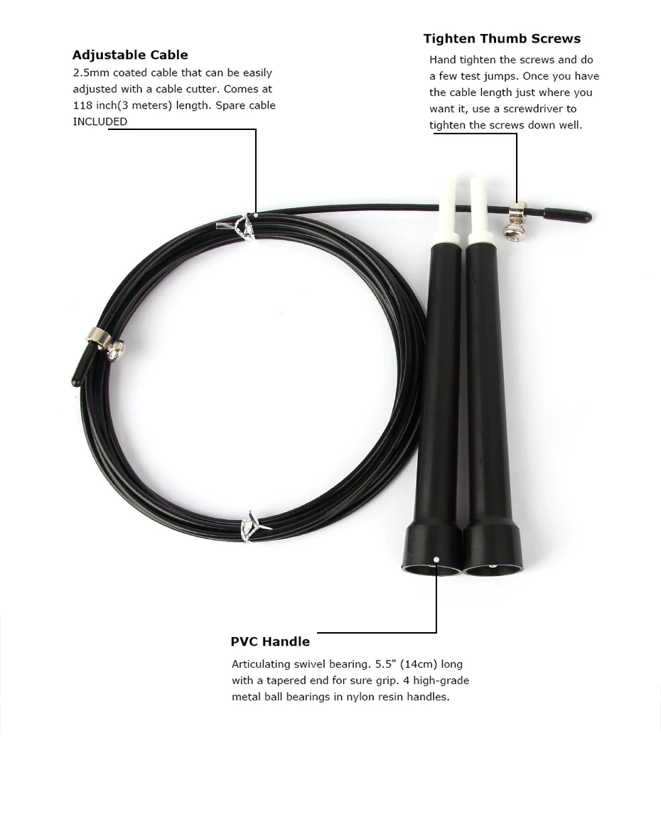 Скакалки для прыжков, трос, стальная Регулируемая быстрая скорость, ABS ручка, скакалки, Кроссфит, тренировка, бокс, спортивные упражнения