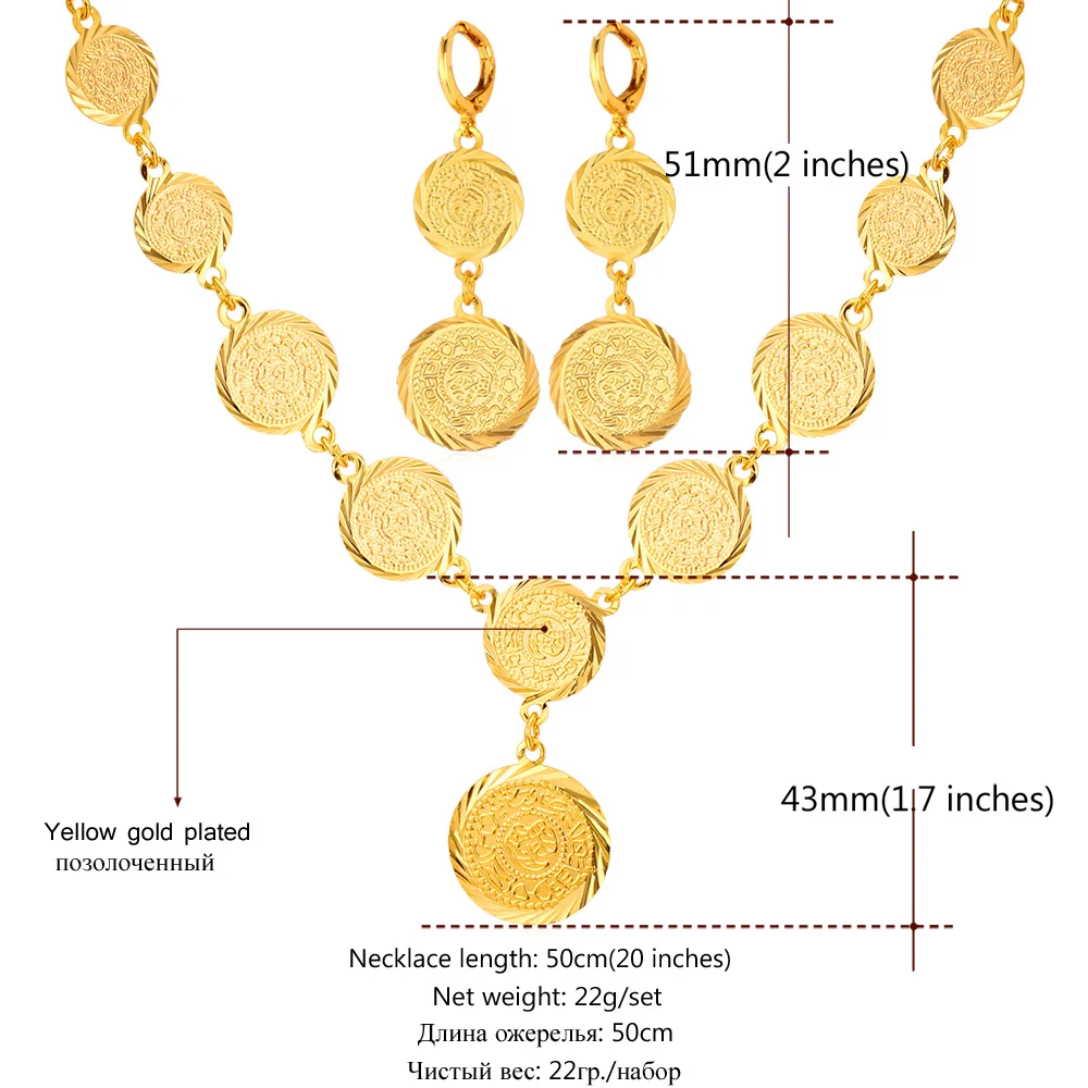 U7 Шарм Монеты Чокер С Подвеской Серьги Ювелирные Наборы Для Женщин Античная Монета Сережки Оптом S674
