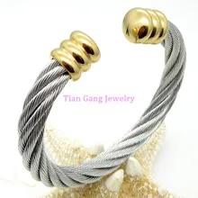 Heavy Women Men s 316L Stainless Steel Cable Wire Twist Cuff Banlge Silver Gold Tone Bracelet