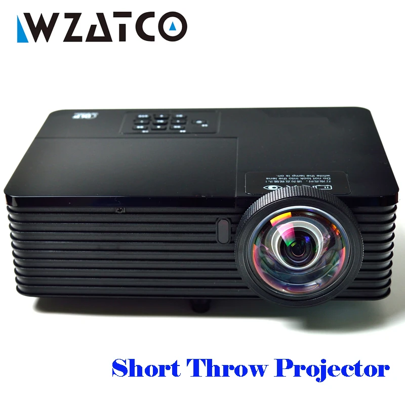 WZATCO 6000Lumens Short Throw 3D DLP Projector Beamer Proyector Business Meeting Education Full HD 1080P Android 7.1.2 Options