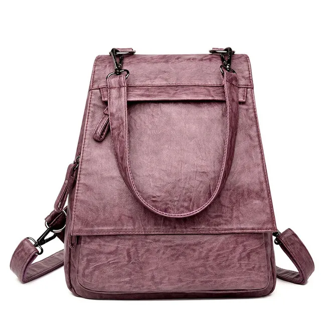 Sac A Dos женский рюкзак женские кожаные сумки на плечо для женщин большая емкость школьная сумка для девочек Mochila Feminina рюкзак для путешествий - Цвет: Purple