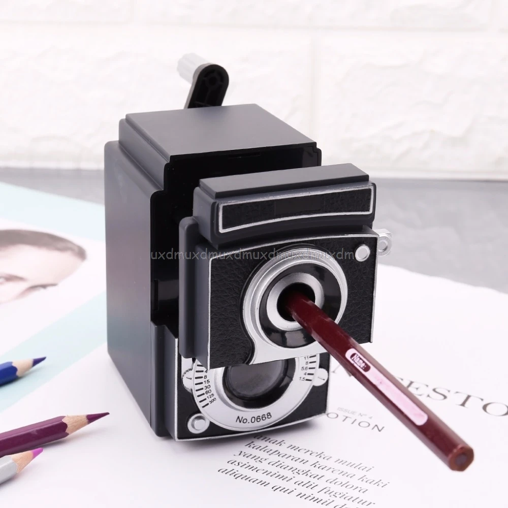 

Retro Vintage Camera Style Pencil Sharpener Mechanical Manual Hand Cranking Stationery Student Gift J05 19 Dropship