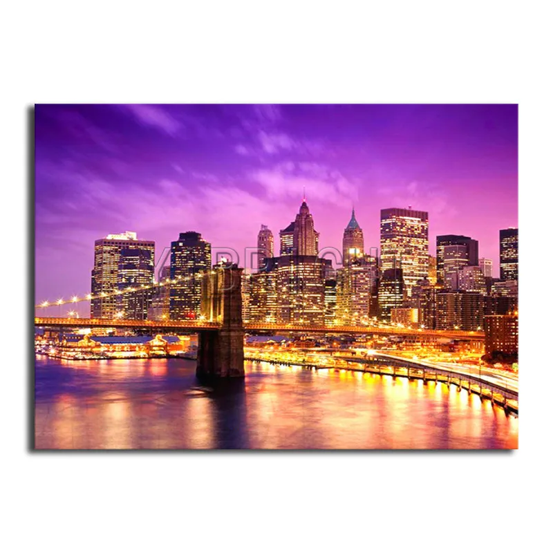 

Full Round Diamond mosaic bridge light DIY 3D Diamond painting city rivers Full Square Diamond embroidery Cross stitch landscape