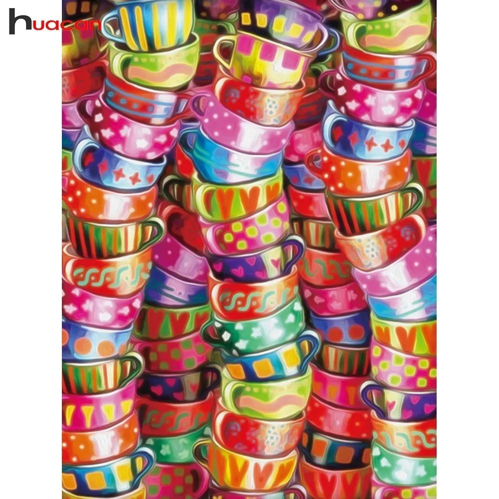 

HUACAN Diamond Embroidery Cup Home Decoration 5D DIY Diamond Painting Cross Stitch Needlework Full Drill Square