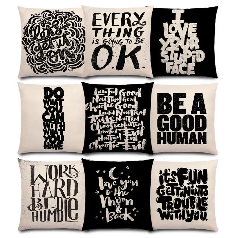 Black White Pattern Decorative Letters Fun Words Meaningful Saying