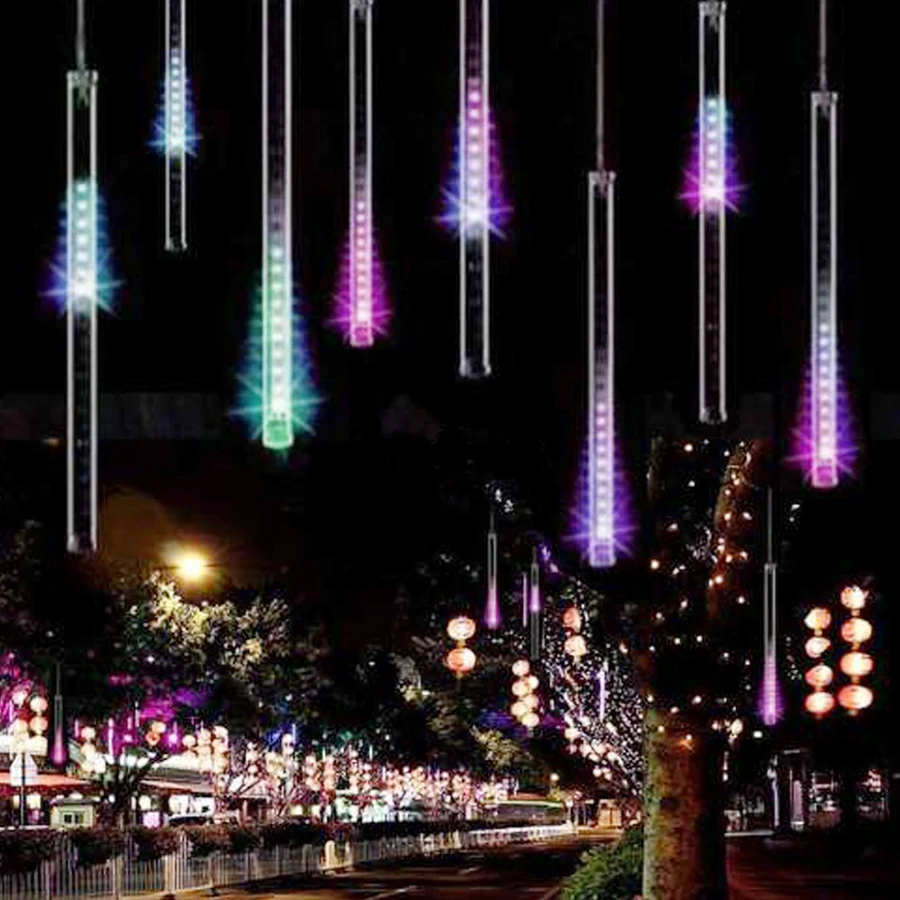 Waterproof Holiday Lights 30cm 50cm Meteor Shower Rain Tubes Led Light Lamp 100-240V Christmas Wedding Garden Party String Light