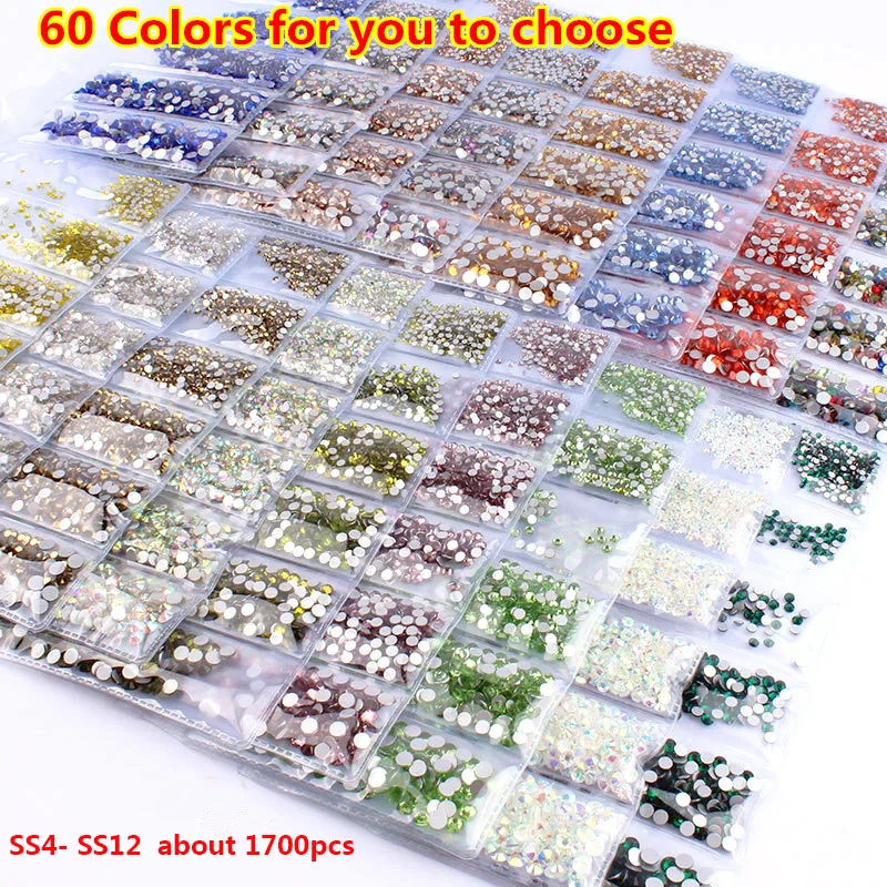 

ss4-ss12 Multi-size Glass Nail Rhinestones Nails Art Decorations Crystals Strass swarovsky Partition Mixed Size Rhinestone Set