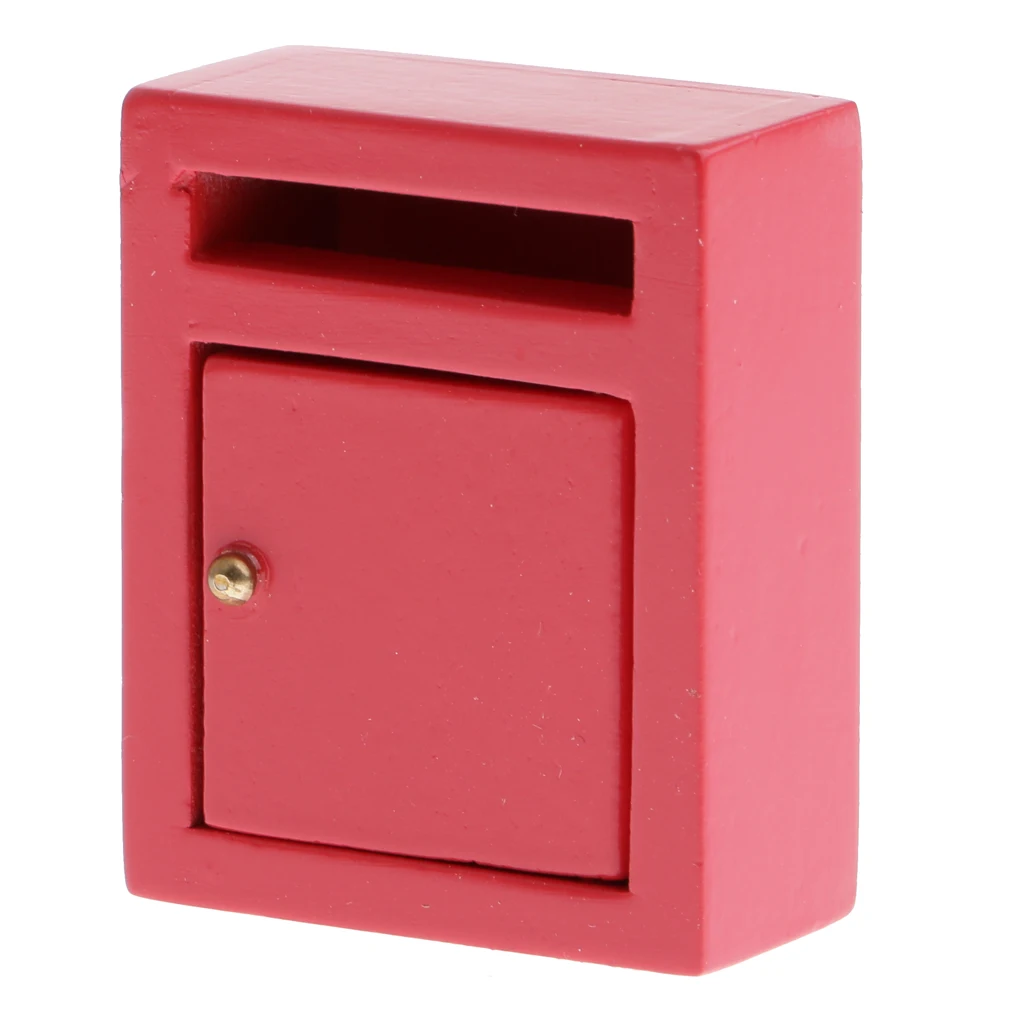 1/12 Dollhouse Miniature Furniture Red Wooden Mailbox Porch Decoration