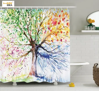 

HUGSIDEA Colorful Tree Bath Shower Curtain Art Design Bathroom Curtain Thickened Moldproof Waterproof Curtains with 12pcs Hooks