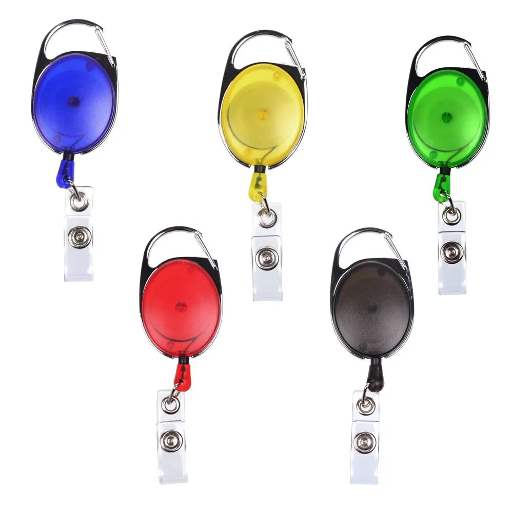 

XRHYY 5 PCS Different Colors Translucent Retractable Carabiner Reels for ID Badge Holders, Key Cards and ID Cards