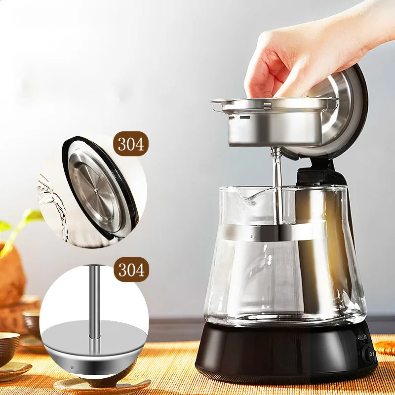 Electric kettle hot brewed tea maker black automatic glass home office mini steam extraction pot Safety Auto-Off Function Electric kettle hot brewed tea maker black automatic glass home office mini steam extraction pot Safety Auto-Off Function