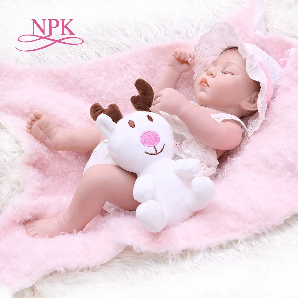 

48CM premie newborn bebe realistic reborn soft full body slicone lifelike pinky sleeping baby Anatomically Correct