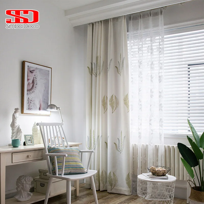 

2018 New Modern Embroidered Curtains White Faithfulness Flowers Decoration Living Room Bedroom Kitchen Custom Size tulle Cortina