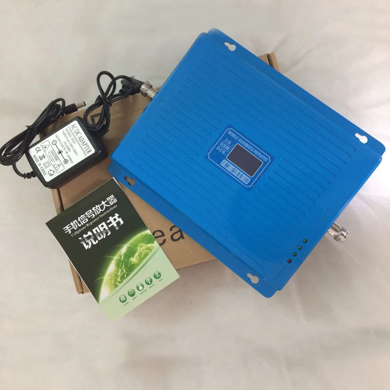 2 جرام 3 جرام 4 جرام إشارة مكرر gsm 900 wcdma 2100 dcs 1800 ثلاثي الموجات الهاتف المحمول إشارة معززة مكرر الخلوية 65db 3 جرام 4 جرام amplifier