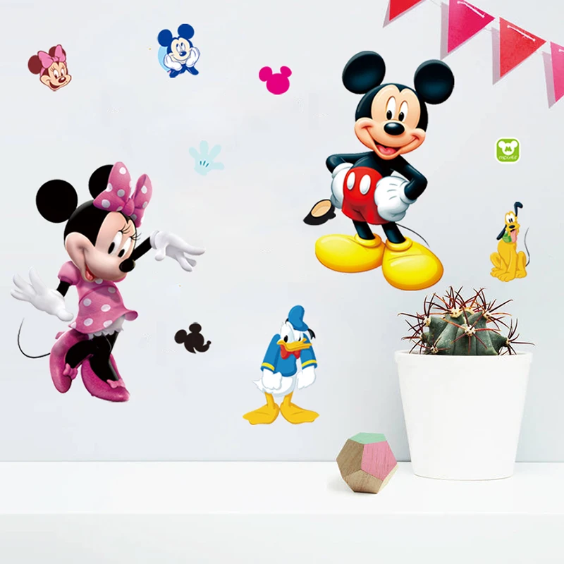 

Disney Mickey Mouse Cartoon Wall Stickers For Nursery Kids Bedroom Decorations Home Decor Wall Art Comic Animals Mural Decals