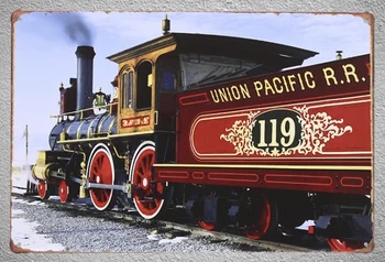

1 pc Train union Pacific railroad railway freight Tin Plate Sign wall man cave Decoration Art Poster metal vintage