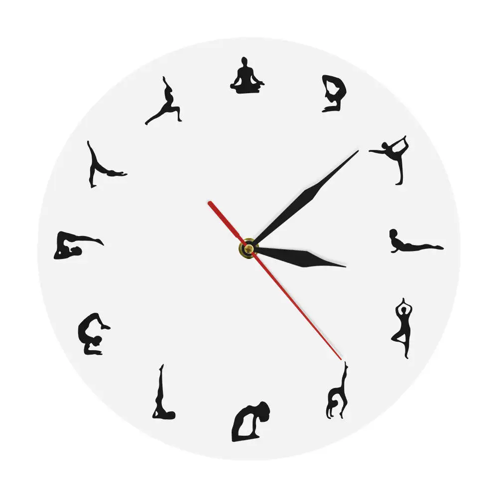 

1Piece Yoga Clock Wall Clock Fitness Modern Round Sport Wall Clock Bodybuilding Coach Home Decor Gymnastic Contemporary Wall Art