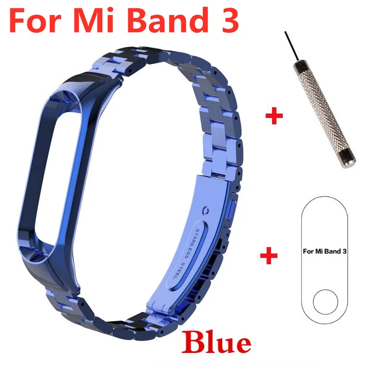 Mi band 3 mi band 4 сменный металлический ремешок на запястье браслет из нержавеющей стали браслеты mi Band 3 ремешок для Xiaomi mi band 4 - Цвет: tool and protector