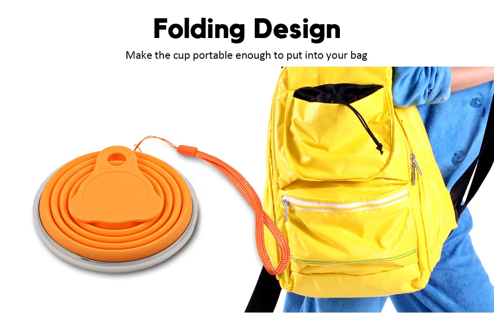 Silica Gel 270ML Folding Water Cup Heat Resistance with Cover Strap