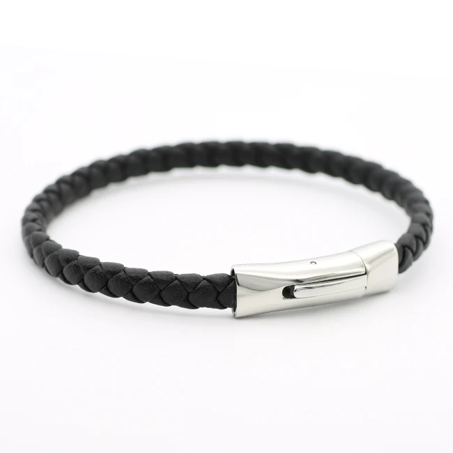 New Trendy 5mm Dia Real Cowhide Cords Braided Leather Bracelet for