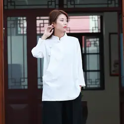 ORIGOODS китайский стиль блузка рубашка Для женщин Винтаж осень 2018 Новая блузка оригинальный дизайн свободные Повседневная блузка рубашка