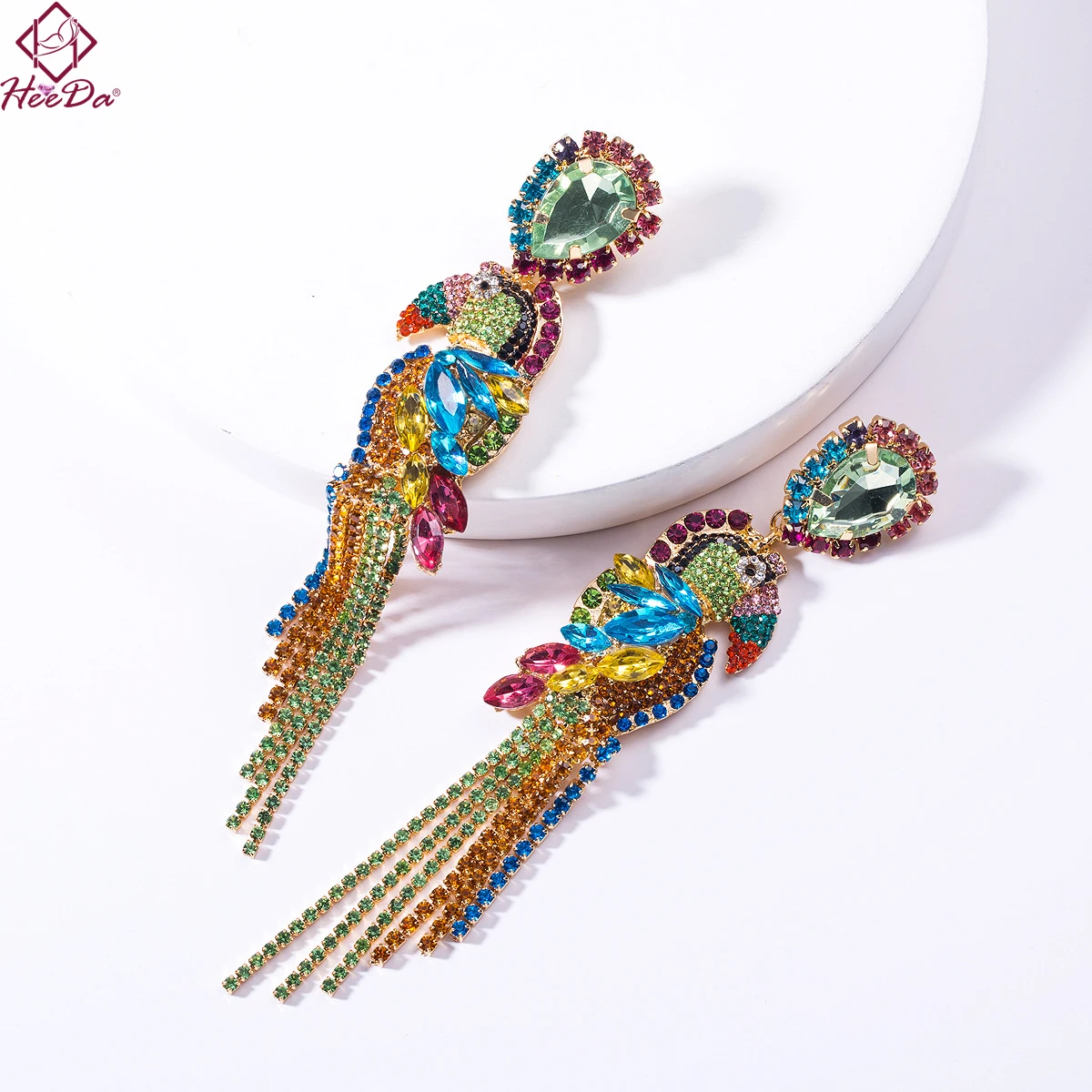 

Kpop Big Name Shiny Crystal Parrot Stud Earrings 2019 New Fashion Luxury Party Rhinestone Ear Accessories Fun Animal Jewelry