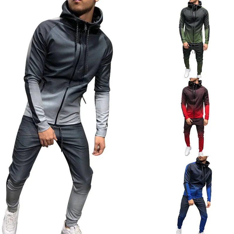 SHUJIN спортивный костюм на молнии для мужчин комплект спортивных из 2 предметов спортивный костюм мужская одежда с принтом толстовки с